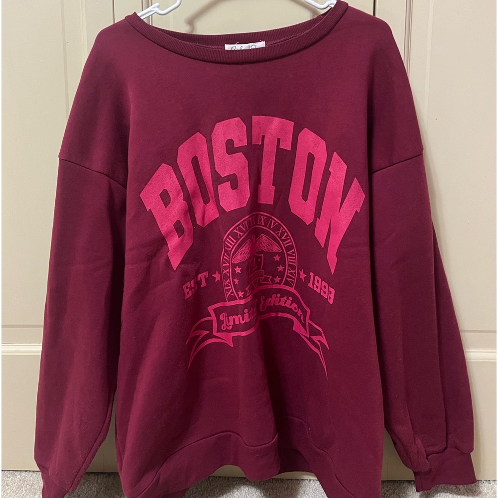red boston crewneck